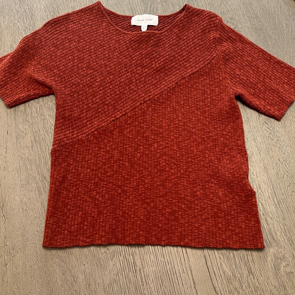 Dear John Rust Colored  Textured Knit Top Size S